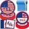 96-Piece Patriotic 4th of July Disposable Tableware Set - Star-Spangled Plates, Forks & Napkins with USA Flag Design for Independence Day BBQ, Pool Parties & Festive Celebrations